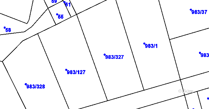 Parcela st. 983/327 v KÚ Babice nad Svitavou, Katastrální mapa