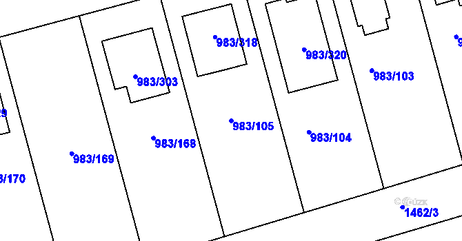 Parcela st. 983/105 v KÚ Babice nad Svitavou, Katastrální mapa