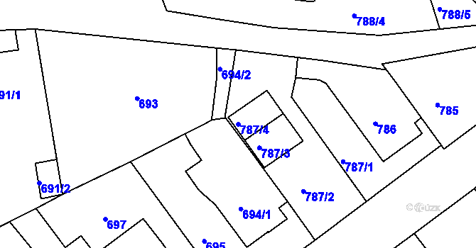 Parcela st. 787/4 v KÚ Babice nad Svitavou, Katastrální mapa