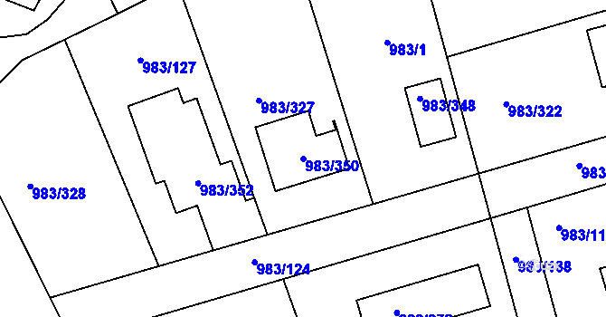 Parcela st. 983/350 v KÚ Babice nad Svitavou, Katastrální mapa