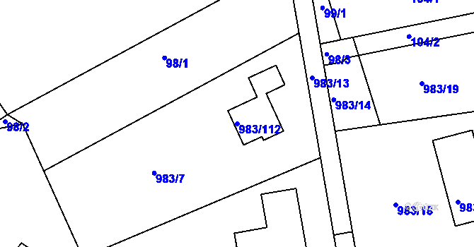 Parcela st. 983/112 v KÚ Babice nad Svitavou, Katastrální mapa