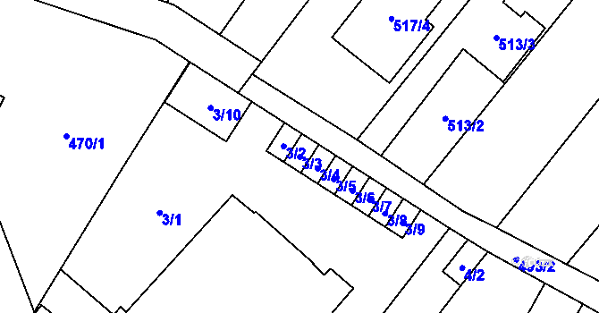Parcela st. 3/3 v KÚ Babice u Rosic, Katastrální mapa