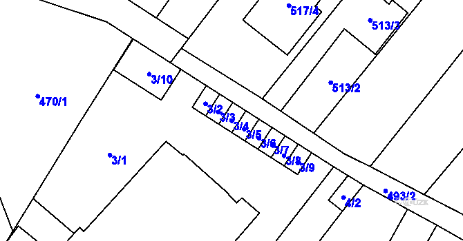 Parcela st. 3/4 v KÚ Babice u Rosic, Katastrální mapa
