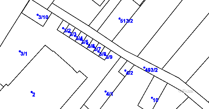 Parcela st. 3/9 v KÚ Babice u Rosic, Katastrální mapa