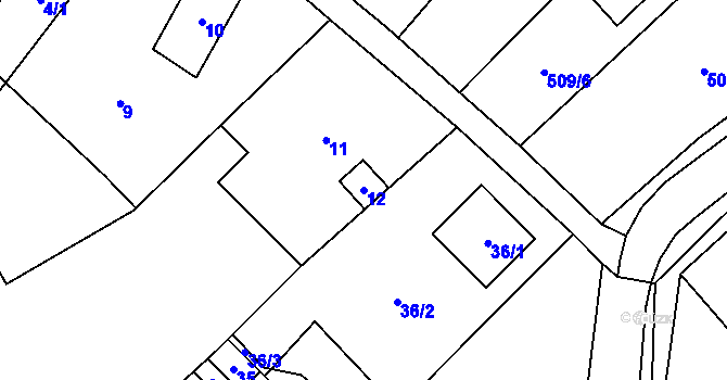 Parcela st. 12 v KÚ Babice u Rosic, Katastrální mapa