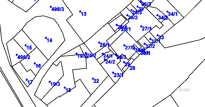 Parcela st. 24/1 v KÚ Babice u Rosic, Katastrální mapa