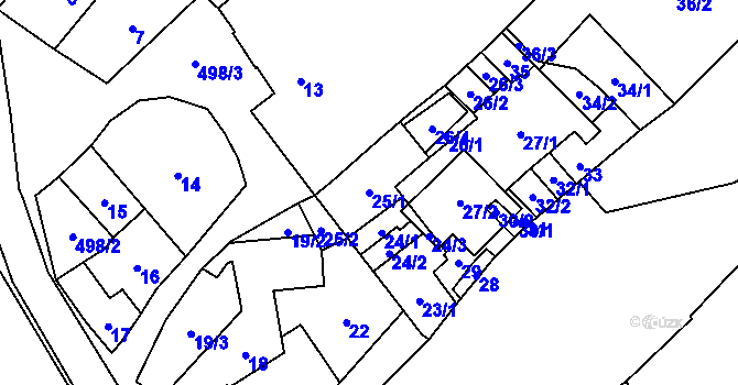 Parcela st. 25/1 v KÚ Babice u Rosic, Katastrální mapa