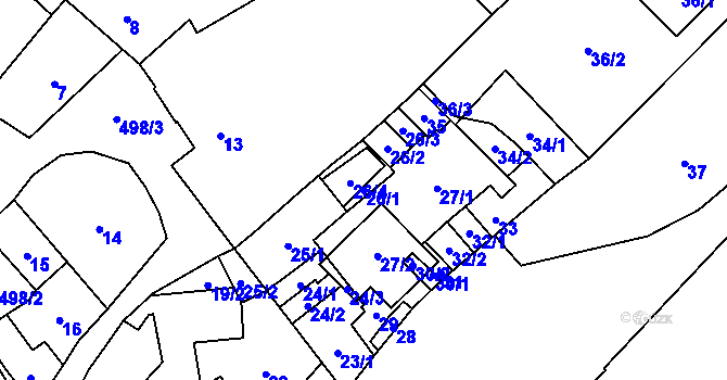 Parcela st. 26/1 v KÚ Babice u Rosic, Katastrální mapa