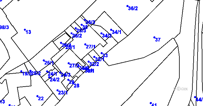 Parcela st. 33 v KÚ Babice u Rosic, Katastrální mapa