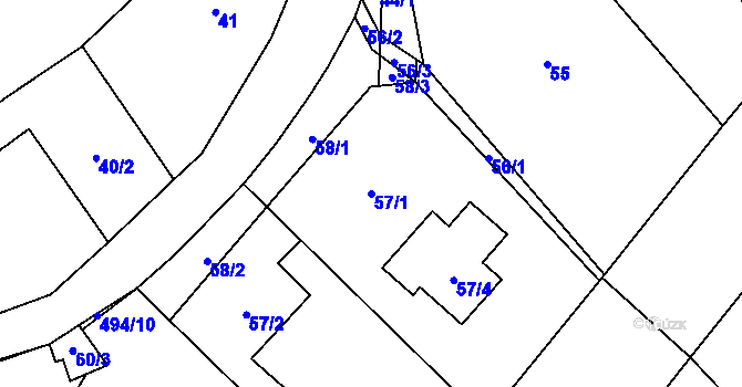 Parcela st. 57/1 v KÚ Babice u Rosic, Katastrální mapa