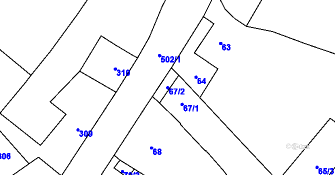 Parcela st. 67/2 v KÚ Babice u Rosic, Katastrální mapa