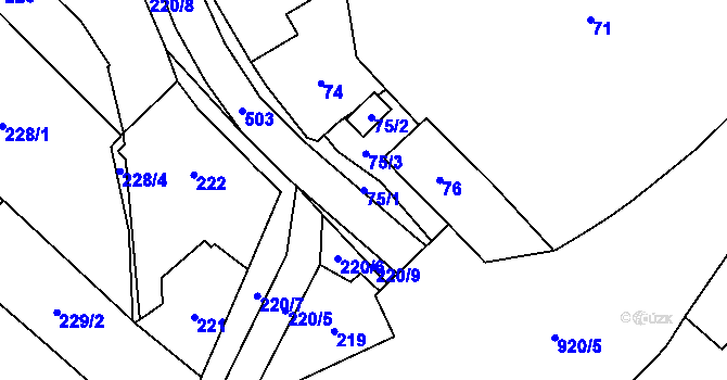 Parcela st. 75/1 v KÚ Babice u Rosic, Katastrální mapa