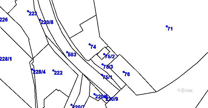 Parcela st. 75/2 v KÚ Babice u Rosic, Katastrální mapa