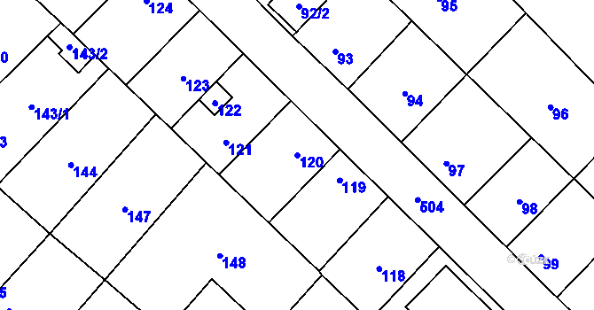Parcela st. 120 v KÚ Babice u Rosic, Katastrální mapa