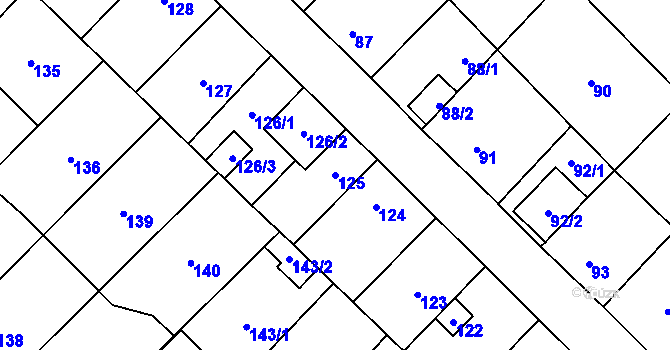 Parcela st. 125 v KÚ Babice u Rosic, Katastrální mapa