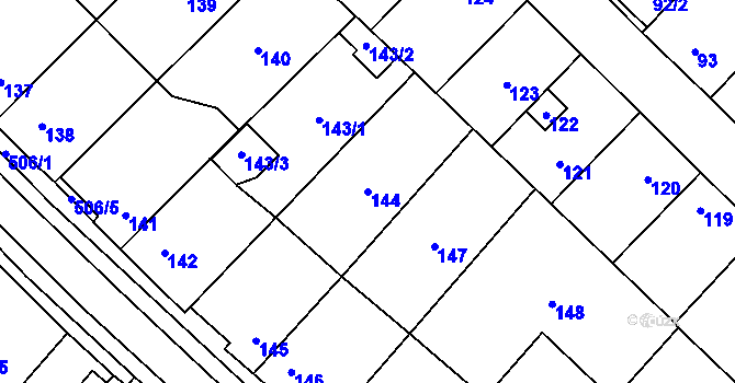 Parcela st. 144 v KÚ Babice u Rosic, Katastrální mapa
