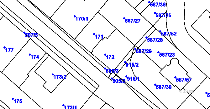 Parcela st. 172 v KÚ Babice u Rosic, Katastrální mapa