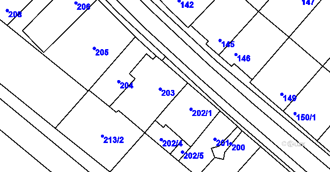 Parcela st. 203 v KÚ Babice u Rosic, Katastrální mapa