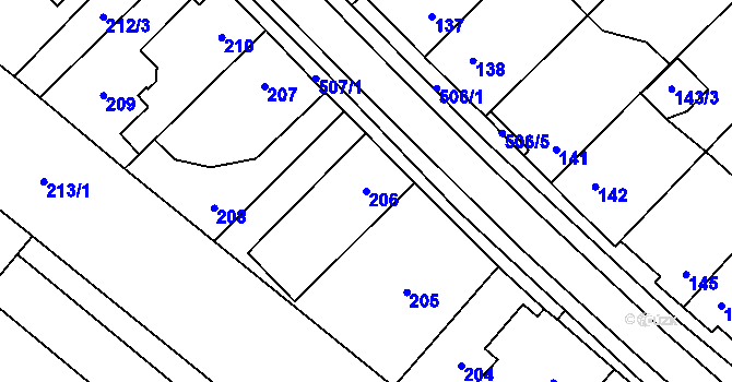 Parcela st. 206 v KÚ Babice u Rosic, Katastrální mapa