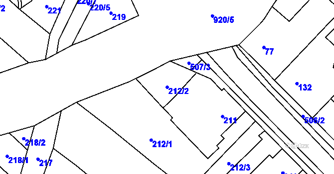 Parcela st. 212/2 v KÚ Babice u Rosic, Katastrální mapa