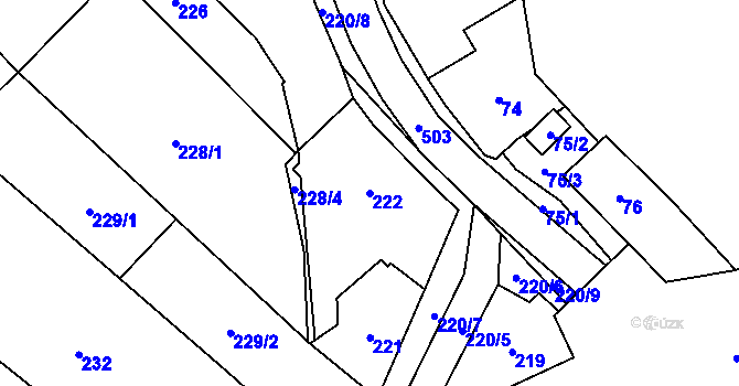 Parcela st. 222 v KÚ Babice u Rosic, Katastrální mapa