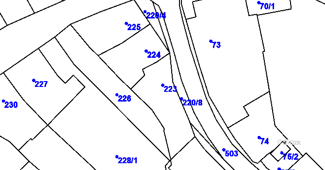 Parcela st. 223 v KÚ Babice u Rosic, Katastrální mapa