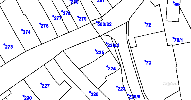 Parcela st. 225 v KÚ Babice u Rosic, Katastrální mapa