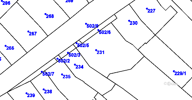 Parcela st. 231 v KÚ Babice u Rosic, Katastrální mapa