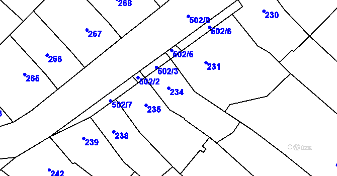 Parcela st. 234 v KÚ Babice u Rosic, Katastrální mapa
