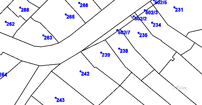 Parcela st. 239 v KÚ Babice u Rosic, Katastrální mapa