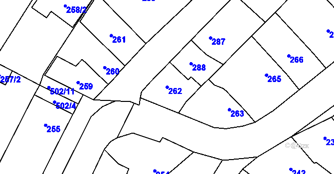 Parcela st. 262 v KÚ Babice u Rosic, Katastrální mapa