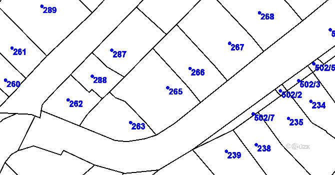 Parcela st. 265 v KÚ Babice u Rosic, Katastrální mapa