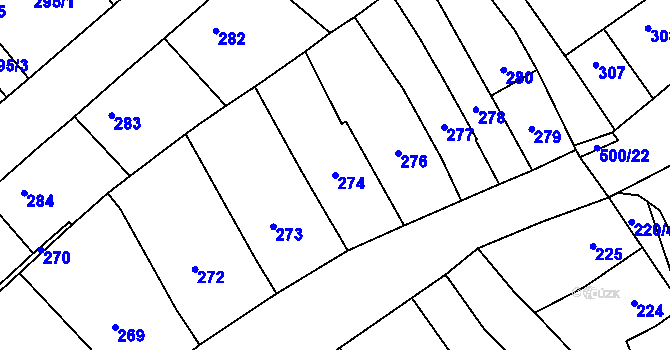 Parcela st. 274 v KÚ Babice u Rosic, Katastrální mapa