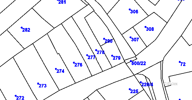 Parcela st. 278 v KÚ Babice u Rosic, Katastrální mapa