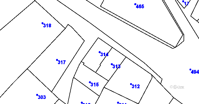 Parcela st. 314 v KÚ Babice u Rosic, Katastrální mapa