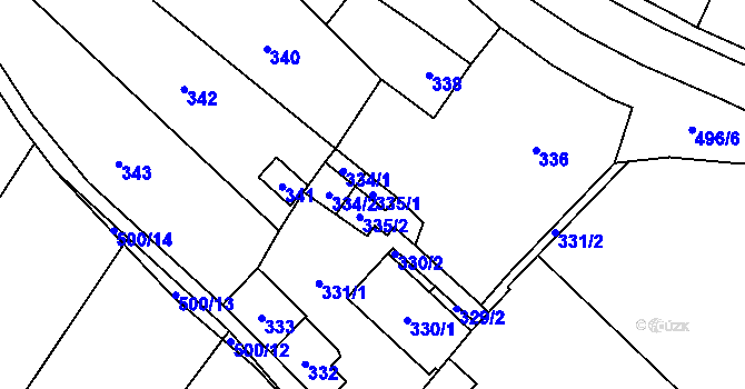 Parcela st. 335/1 v KÚ Babice u Rosic, Katastrální mapa