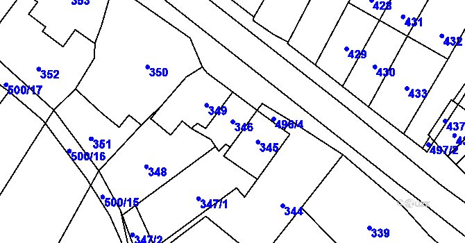 Parcela st. 346 v KÚ Babice u Rosic, Katastrální mapa