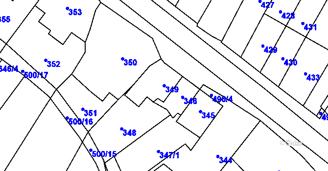 Parcela st. 349 v KÚ Babice u Rosic, Katastrální mapa