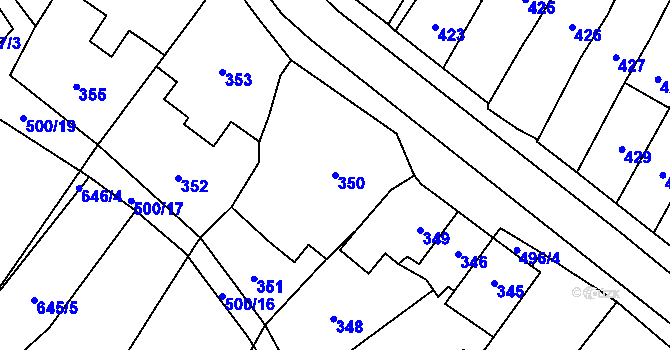 Parcela st. 350 v KÚ Babice u Rosic, Katastrální mapa