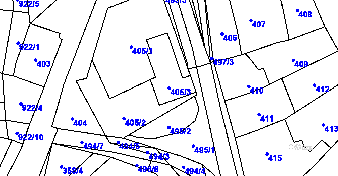 Parcela st. 405/3 v KÚ Babice u Rosic, Katastrální mapa