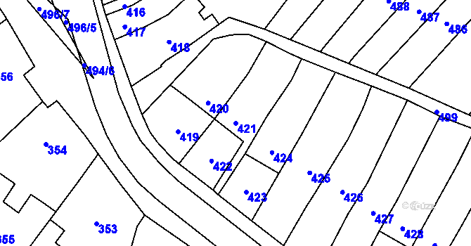 Parcela st. 421 v KÚ Babice u Rosic, Katastrální mapa