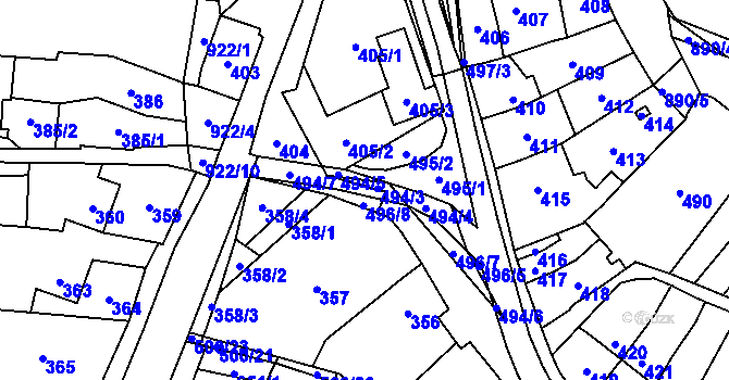 Parcela st. 494 v KÚ Babice u Rosic, Katastrální mapa