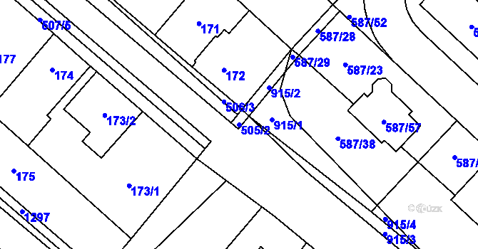 Parcela st. 505/2 v KÚ Babice u Rosic, Katastrální mapa