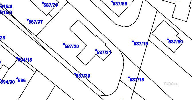 Parcela st. 587/21 v KÚ Babice u Rosic, Katastrální mapa