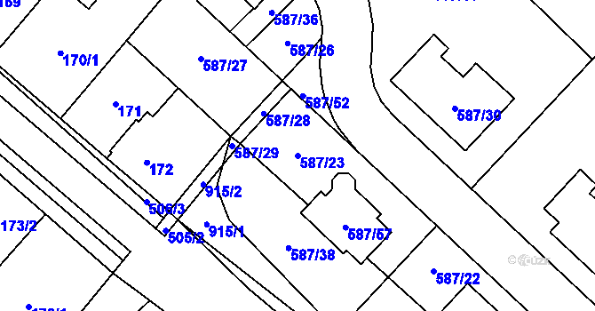 Parcela st. 587/23 v KÚ Babice u Rosic, Katastrální mapa