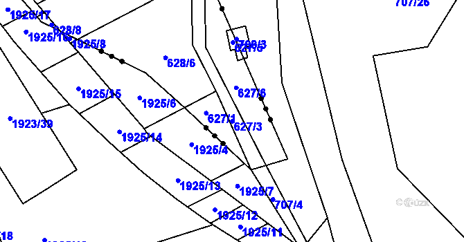Parcela st. 627/3 v KÚ Babice u Rosic, Katastrální mapa