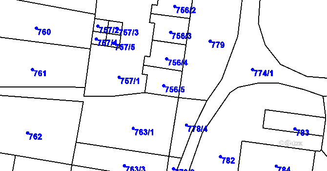 Parcela st. 756/5 v KÚ Babice u Rosic, Katastrální mapa