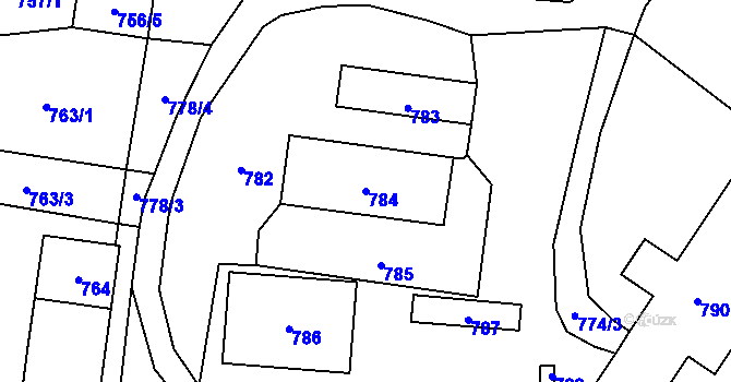 Parcela st. 784 v KÚ Babice u Rosic, Katastrální mapa