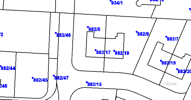 Parcela st. 882/17 v KÚ Babice u Rosic, Katastrální mapa