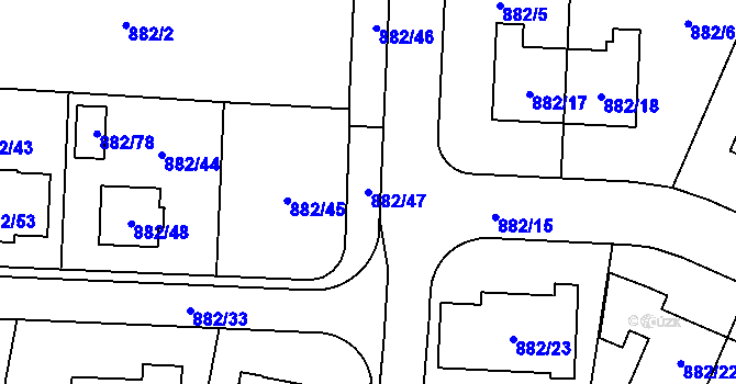 Parcela st. 882/47 v KÚ Babice u Rosic, Katastrální mapa